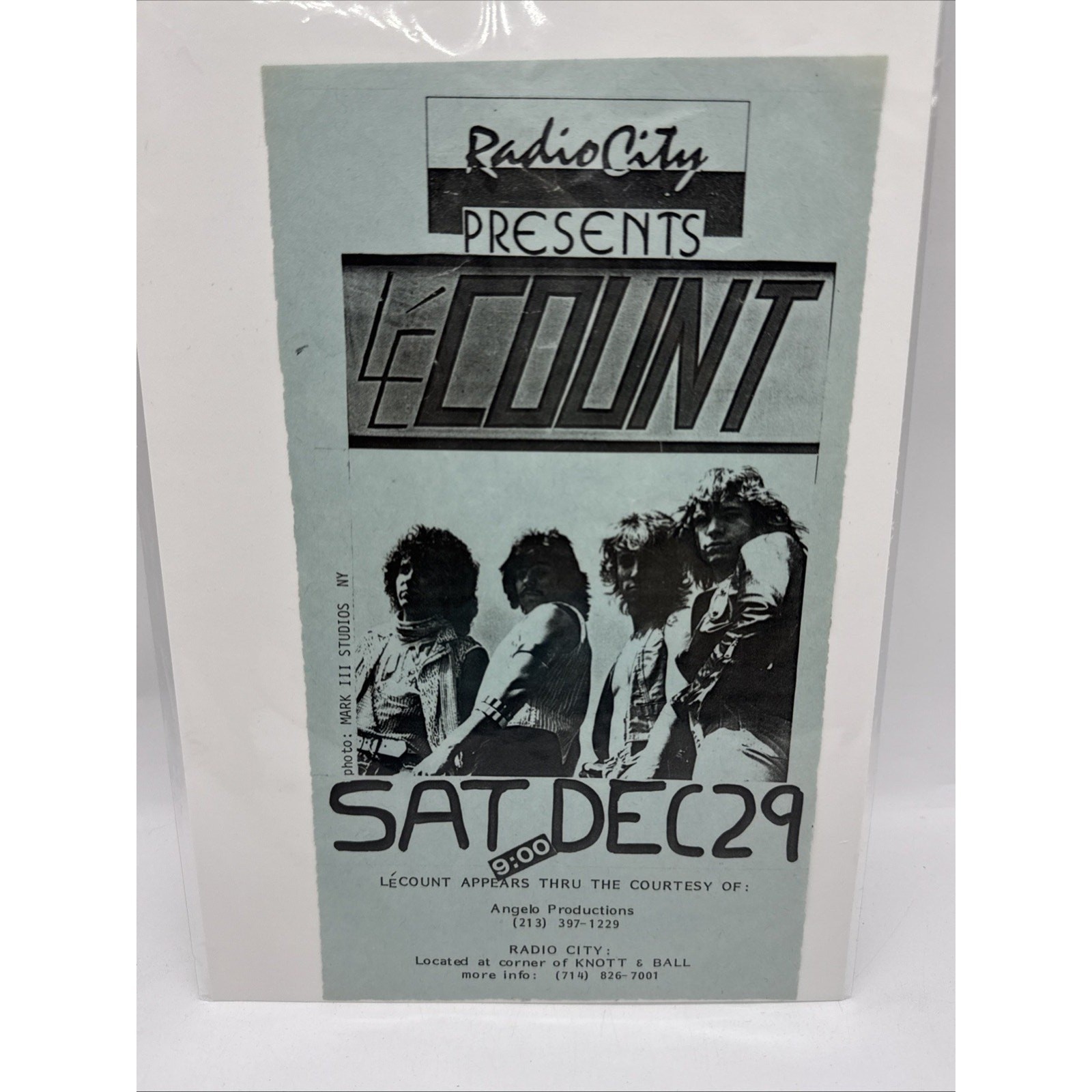 LECOUNT Vintage 80s Radio City Anaheim Handbill Flyer HARD ROCK Edvards LECOUNT Vintage 80s Radio City Anaheim Handbill Flyer HARD ROCK Edvards
