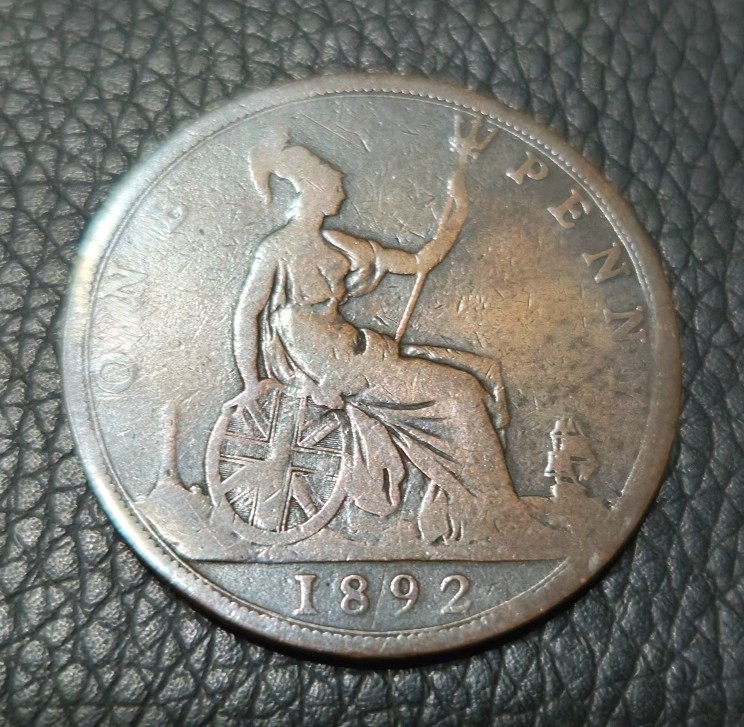 1892 Great Britain One Penny Coin