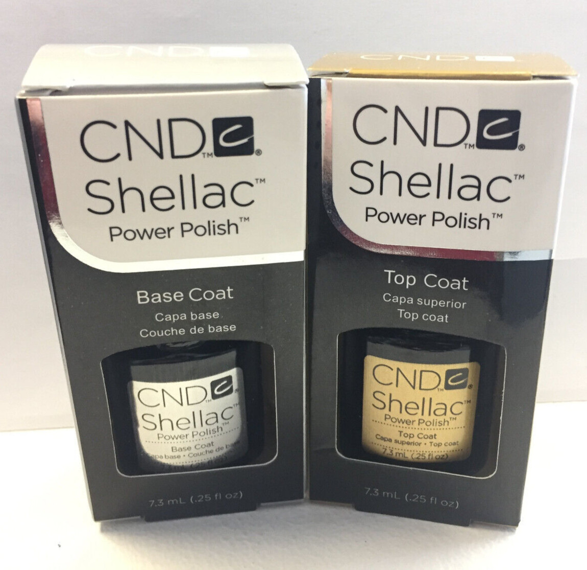 CND Shellac Original Gel Top Coat Base Coat 0.25oz Duo Pack Gel UV Soak Off CND Shellac Original Gel Top Coat Base Coat 0.25oz Duo Pack Gel UV Soak Off