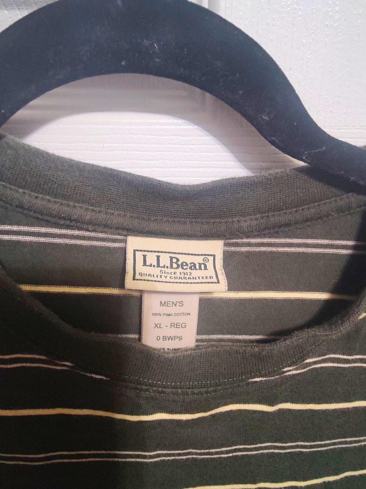 L.L.Bean Men’s Striped Crew Neck Short Sleeve Cotton Knit T-Shirt XL Regular