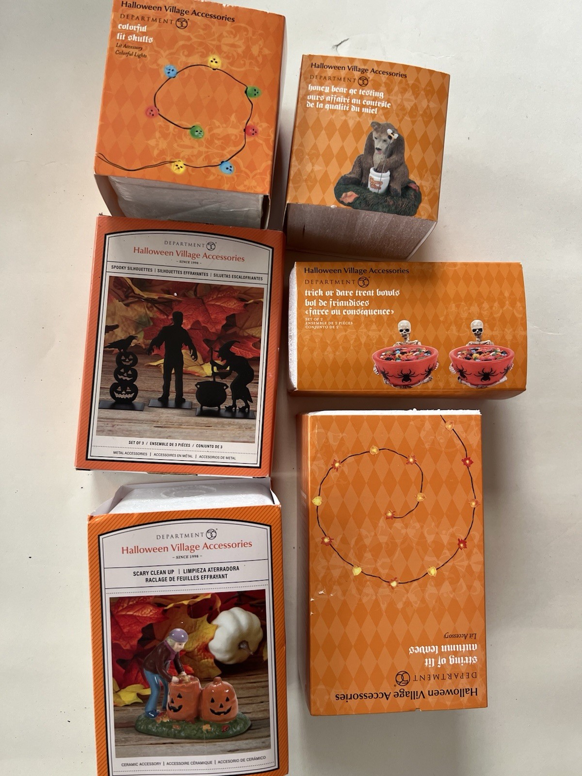 Lot Of 6 Piece Set Department 56 Halloween Village Accessories NEW Lot Of 6 Piece Set Department 56 Halloween Village Accessories NEW