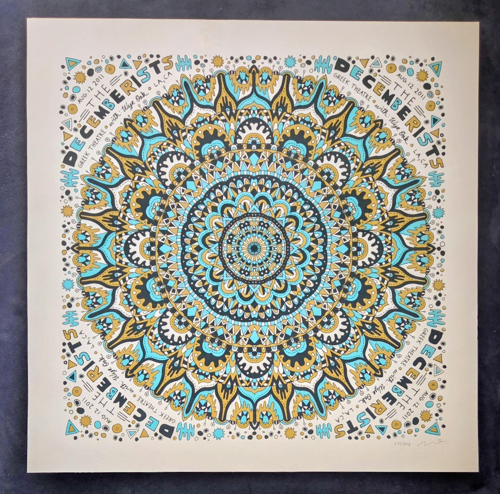 The Decemberists Concert Poster Mandala 2011 Greek Theatre 18x18 Artist signed The Decemberists Concert Poster Mandala 2011 Greek Theatre 18x18 Artist signed
