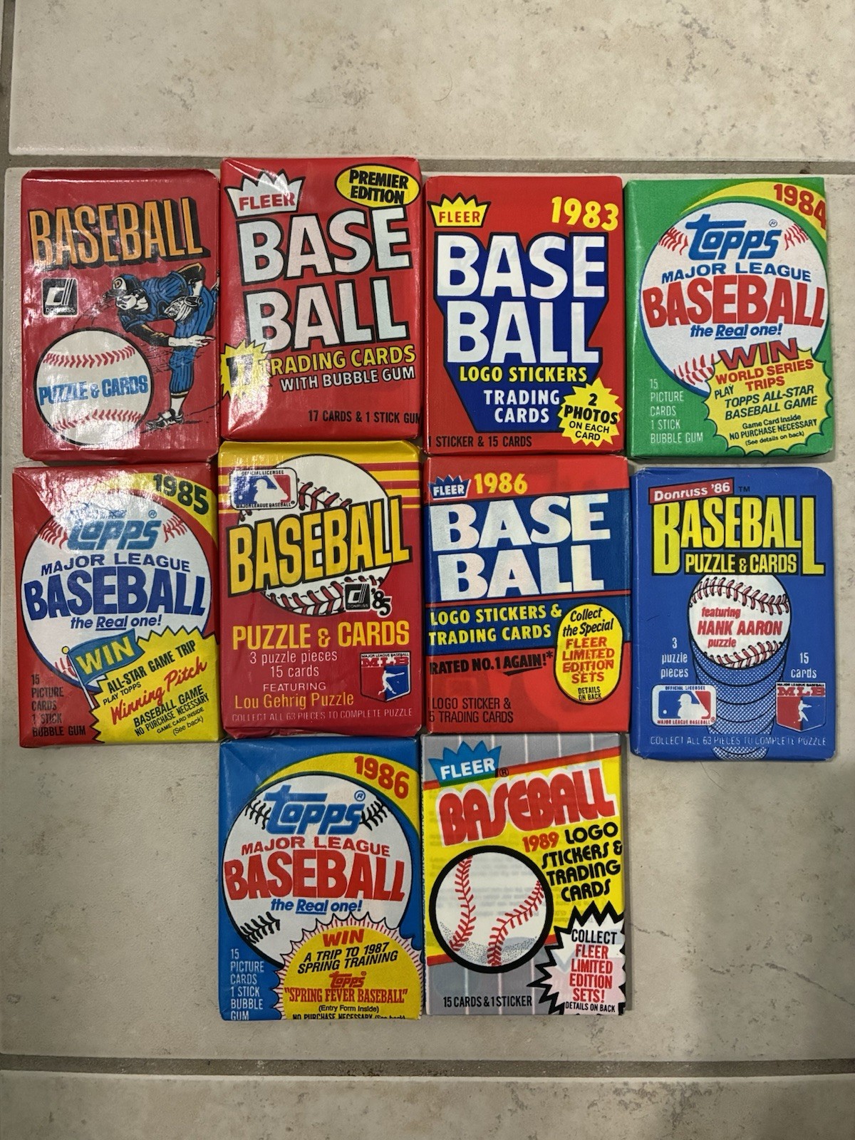 10 PACKS 1981-1989 Vintage Unopened Baseball Cards Donruss Fleer Topps Lot Chase