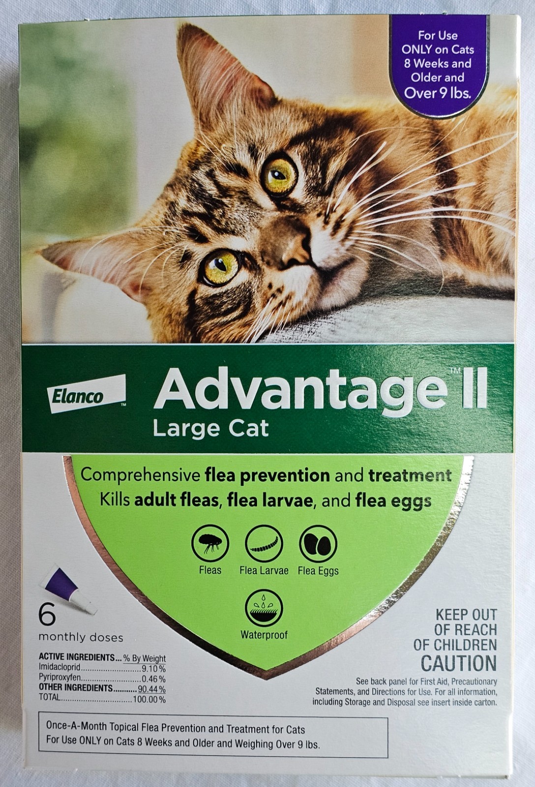 Advantage II Large Cat Flea Treatment Prevention Over - 9lbs - 6 Month Supply