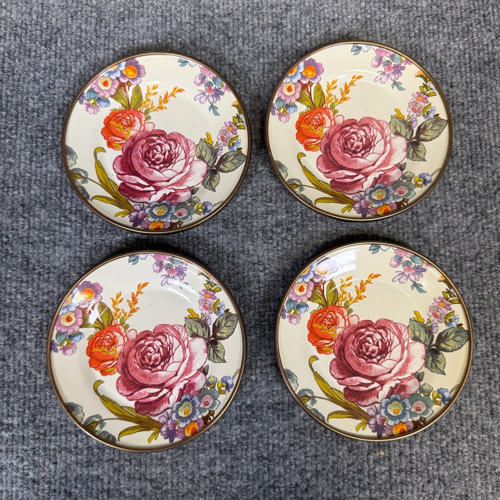 MacKenzie Childs Flower Market Canape Plates Set 5
