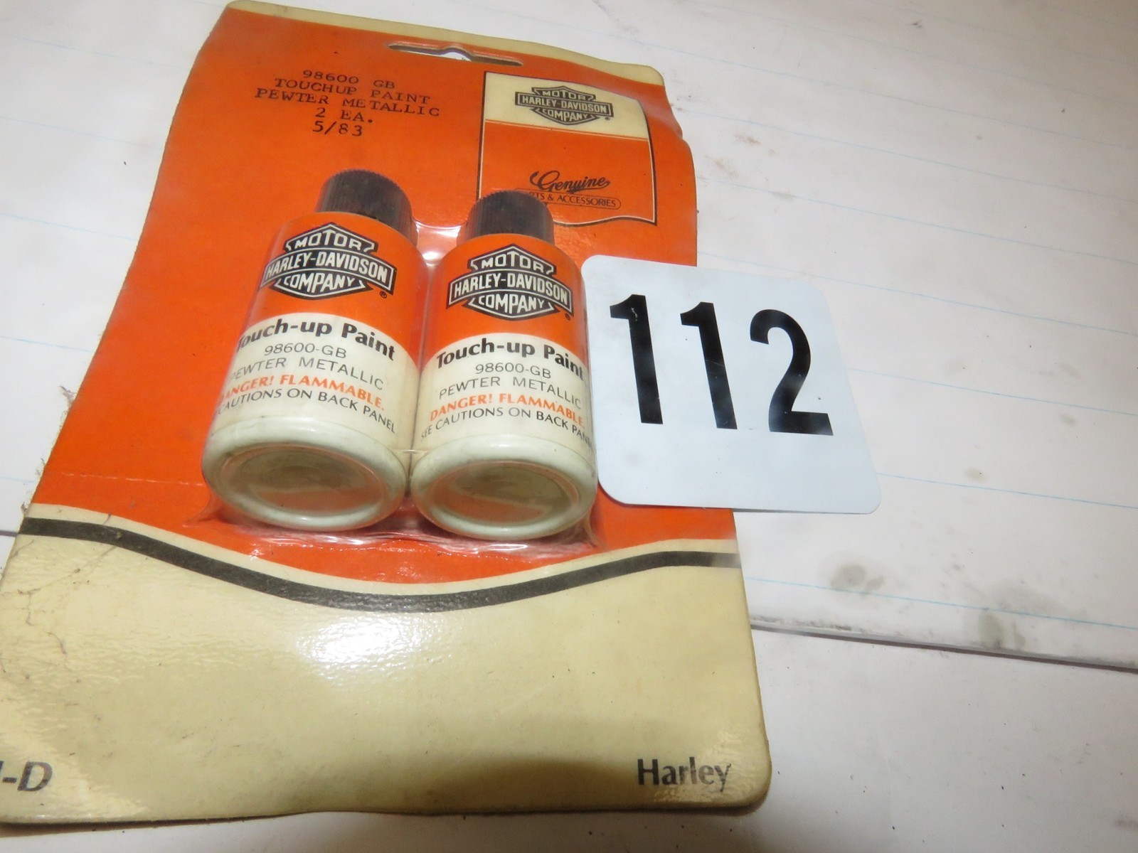 2X Vintage Harley Davidson Touch Up Paint Bottle 1/2oz 98600-GB Pewter Metallic