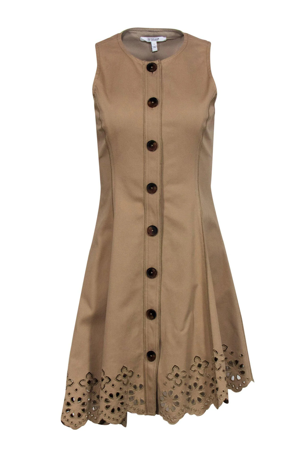 Derek Lam - Tan Cotton Blend Button-Front Dress w/ Cutouts Sz 2