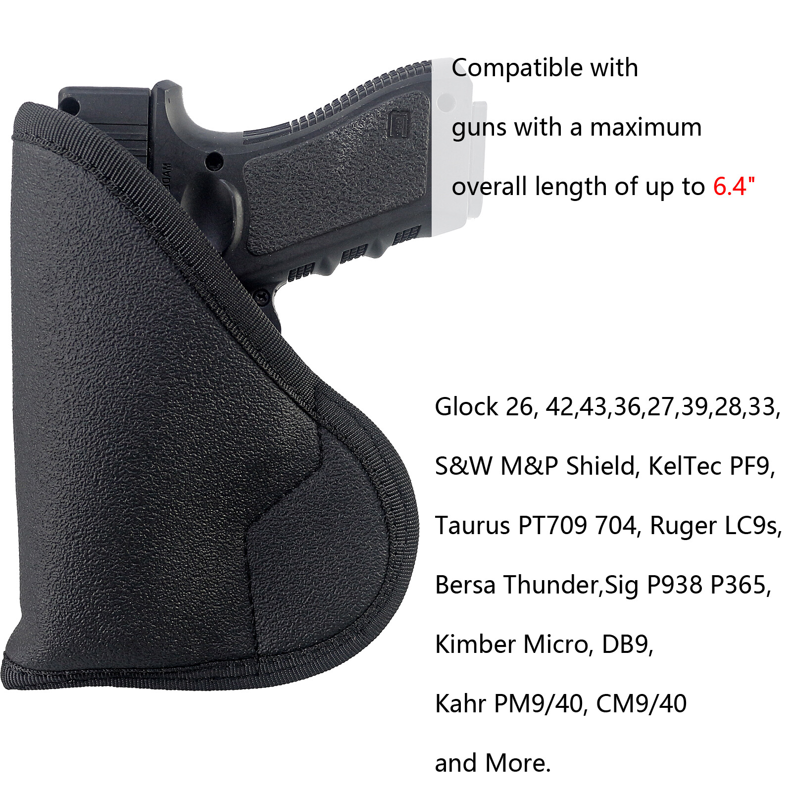 IWB & Pocket Carry Holster Fits Glock 17 19 SR9 S&W 9mm FS9 P22 1911 XD M&P PPQ IWB & Pocket Carry Holster Fits Glock 17 19 SR9 S&W 9mm FS9 P22 1911 XD M&P PPQ