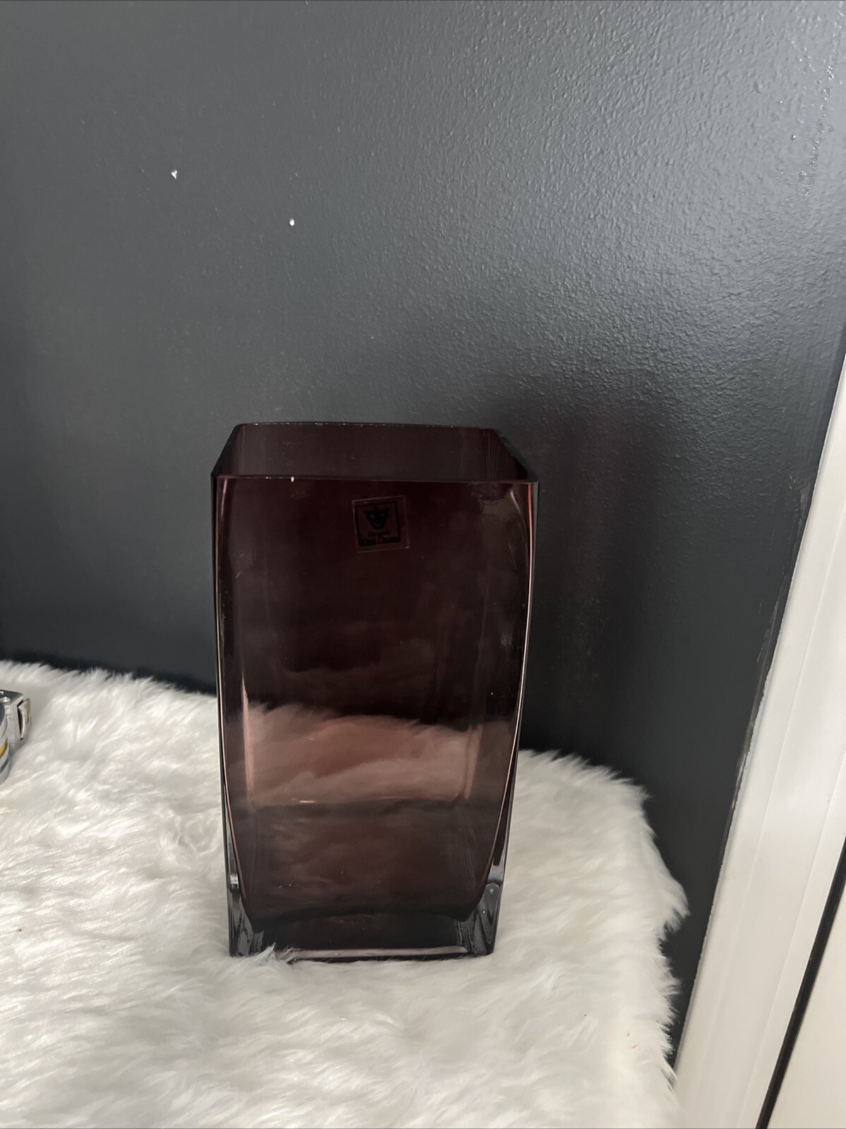 VTG MCM ROYAL ART GLASS Hand Blown Vase Amethyst w/ Clear Original Sticker 9\ VTG MCM ROYAL ART GLASS Hand Blown Vase Amethyst w/ Clear Original Sticker 9\
