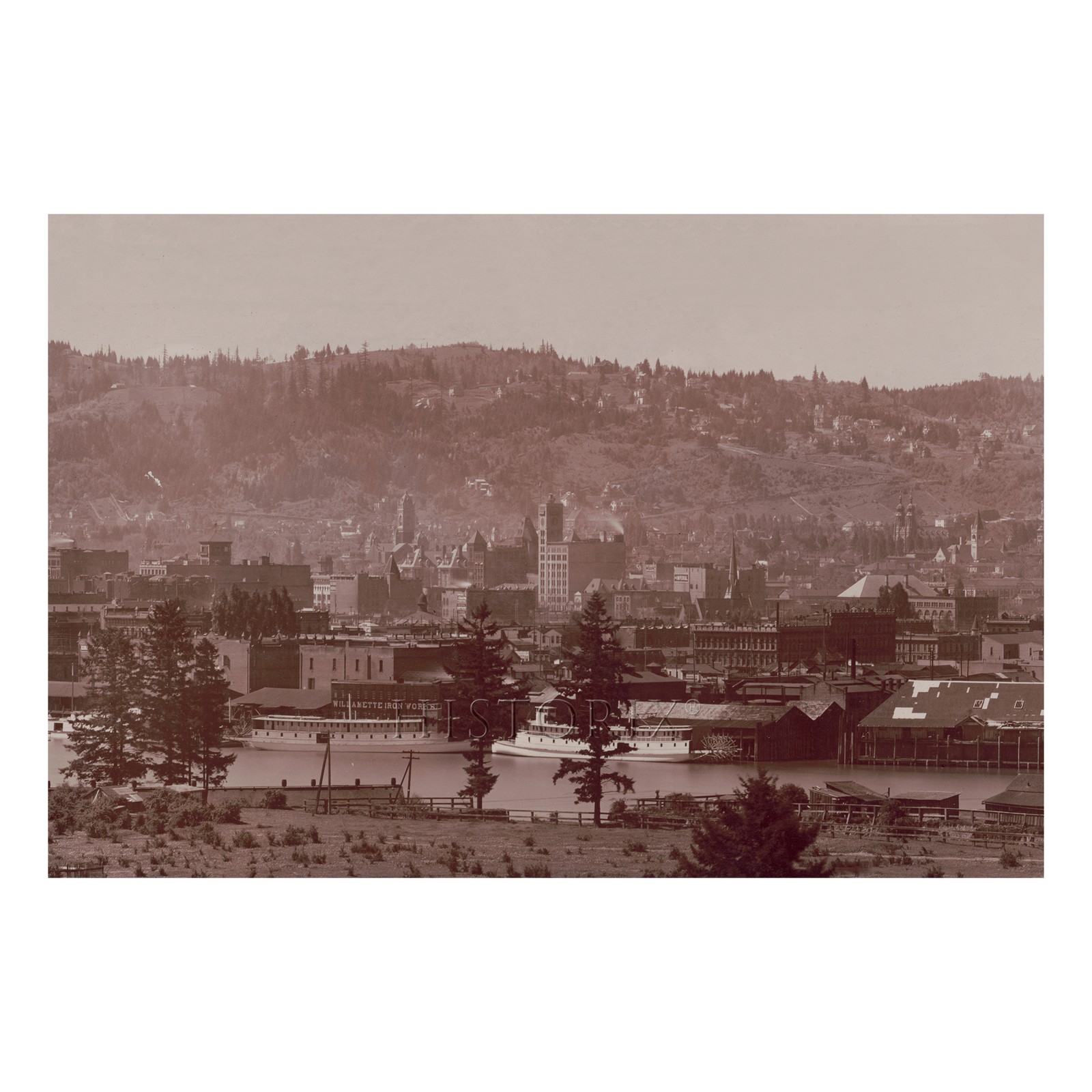 1898 Portland Oregon Print Downtown Riverfront Panorama Pacific Northwest 1898 Portland Oregon Print Downtown Riverfront Panorama Pacific Northwest