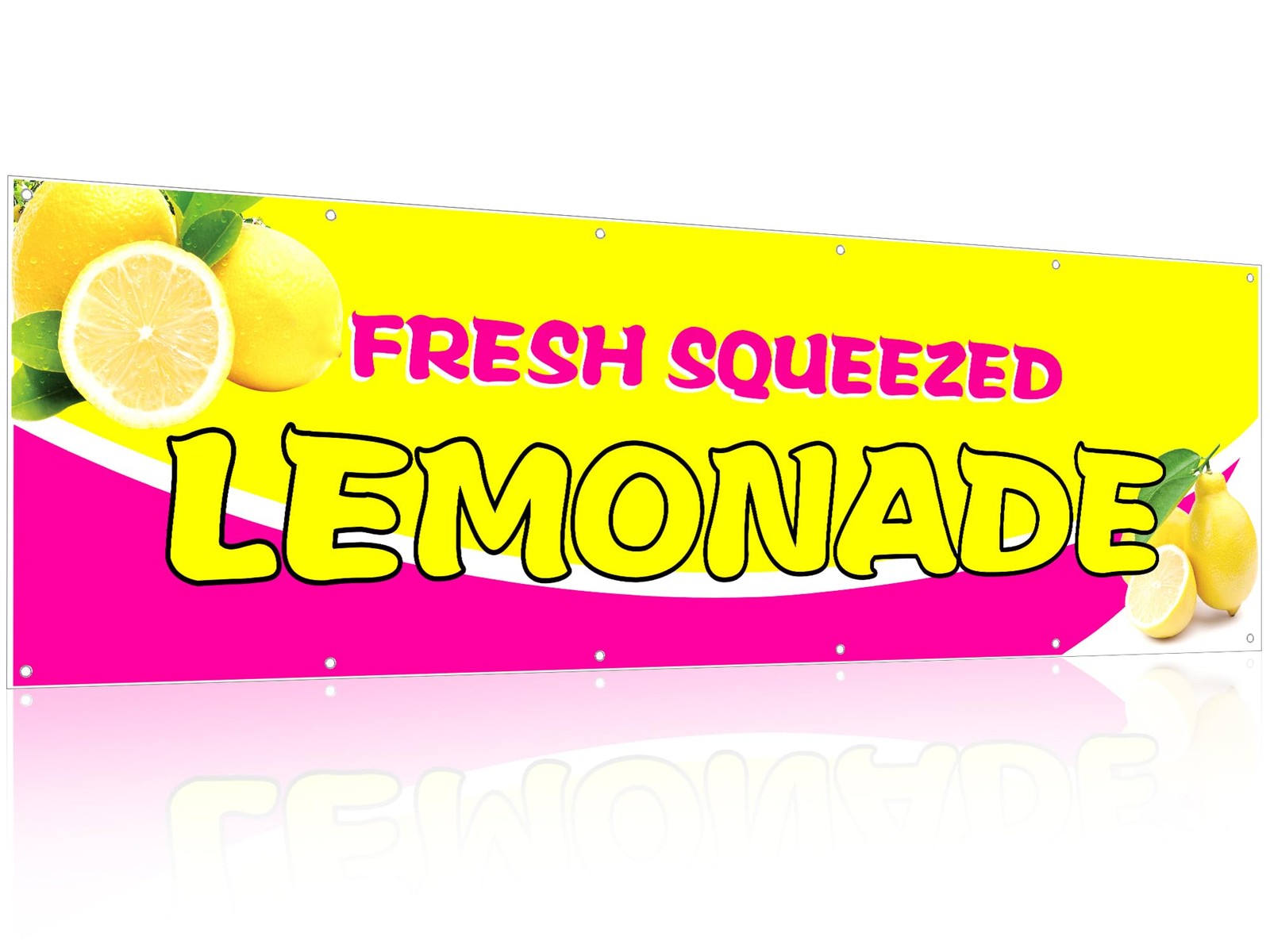 HunnmingRe 3 x 10 Ft Pink Lemonade Sign Vinyl Banner Fresh Squeezed Lemonade