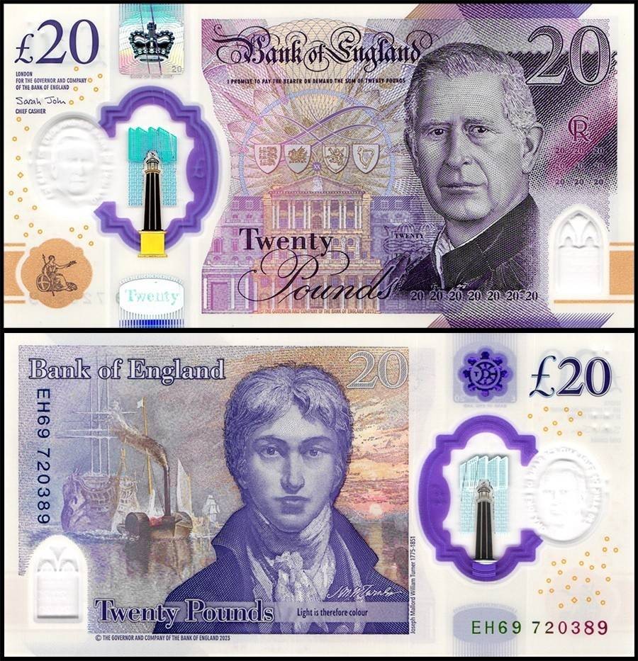 Great Britain - England 20 Pounds Sterling, 2024, P-403, UNC, Polymer Great Britain - England 20 Pounds Sterling, 2024, P-403, UNC, Polymer