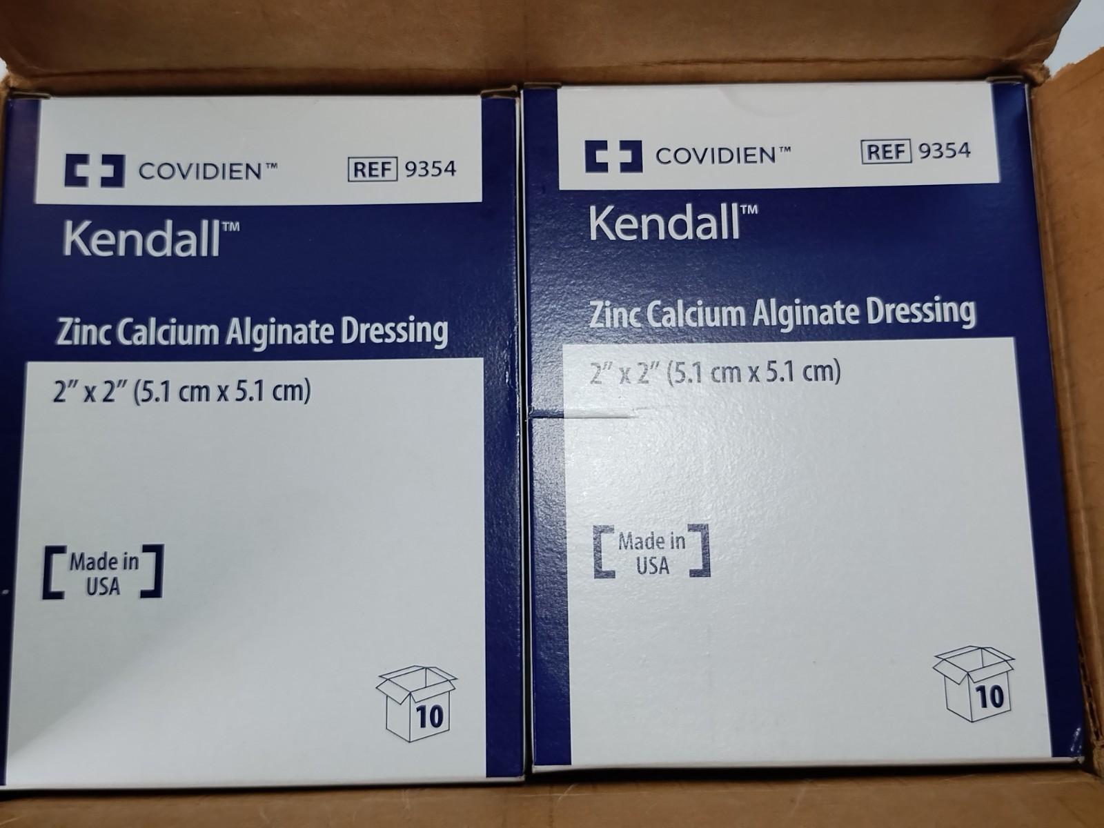 Covidien Kendall 2”x 2” Zinc Calcium Alginate Dressing, 100 Count, P/N 9354 READ Covidien Kendall 2”x 2” Zinc Calcium Alginate Dressing, 100 Count, P/N 9354 READ