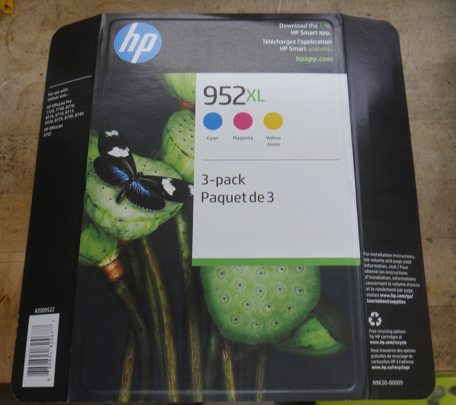 GENUINE HP 952XL 3-PACK C/M/Y N9K30BN Color Ink Cartridges Expires 04/2028 GENUINE HP 952XL 3-PACK C/M/Y N9K30BN Color Ink Cartridges Expires 04/2028