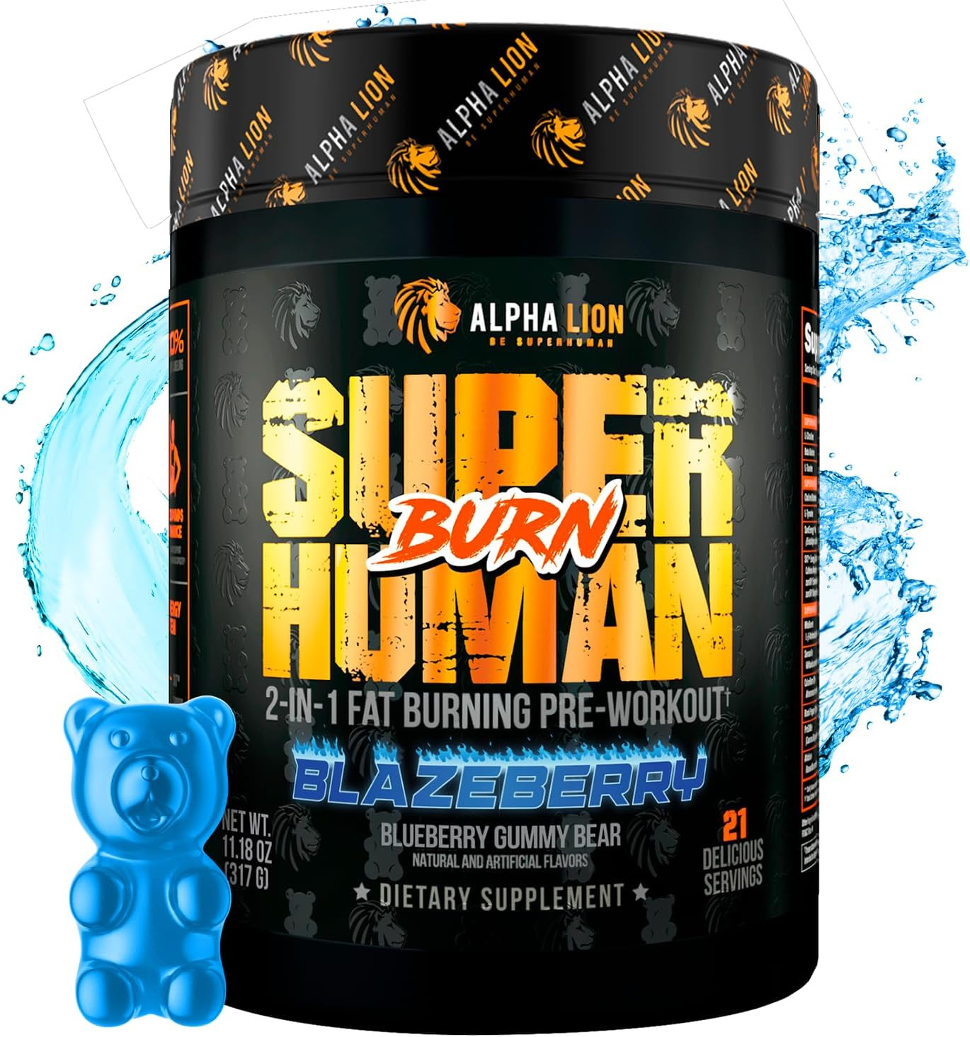ALPHA LION SUPERHUMAN BURN 2-in-1 Fat Burning Pre-Workout Performance 21 Serving