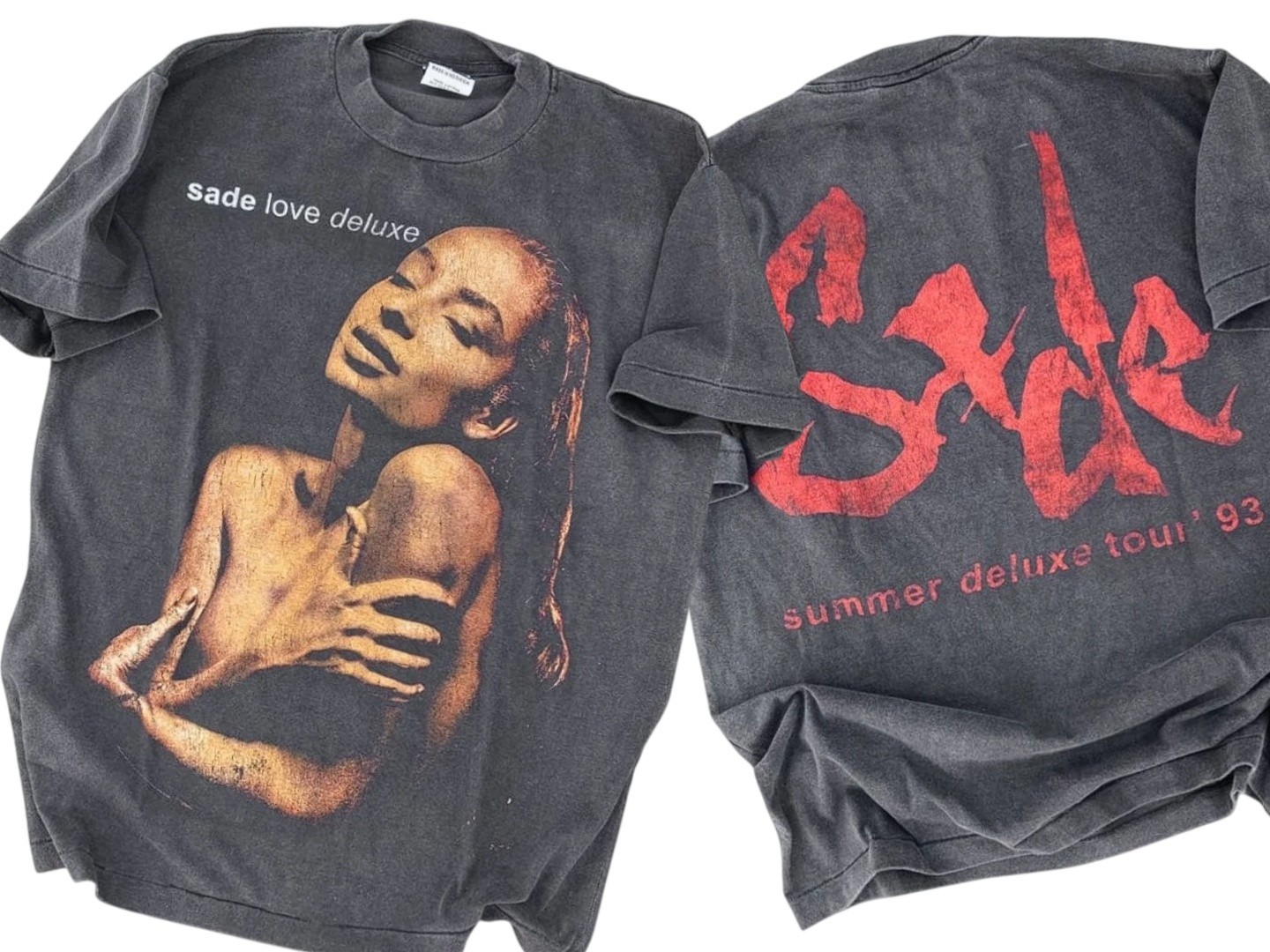Vintage SADE T shirt XL LOVE DELUXE Summer Tour 1993 Black Faded Modern REPRINT Vintage SADE T shirt XL LOVE DELUXE Summer Tour 1993 Black Faded Modern REPRINT