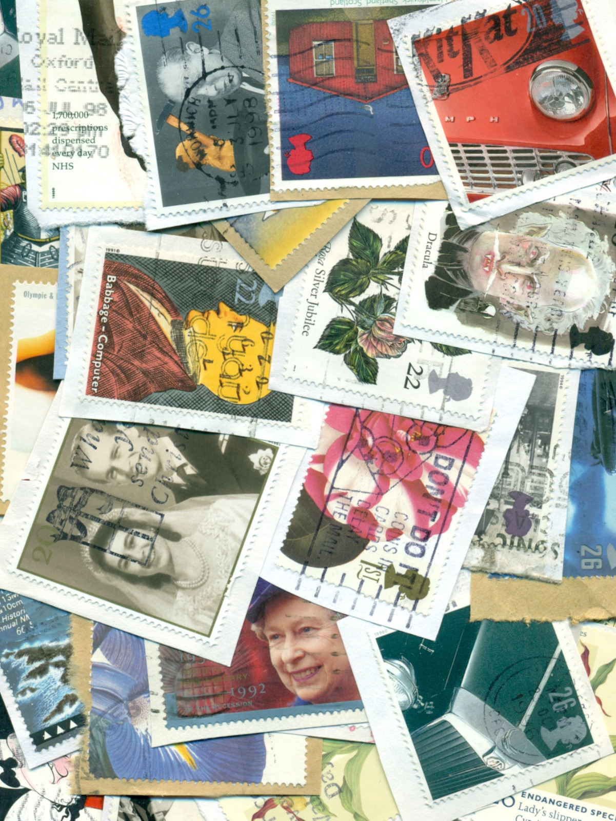 NICE 50 MIXED USED UK/GB COMMEMS ON PAPER, GREAT PRICE