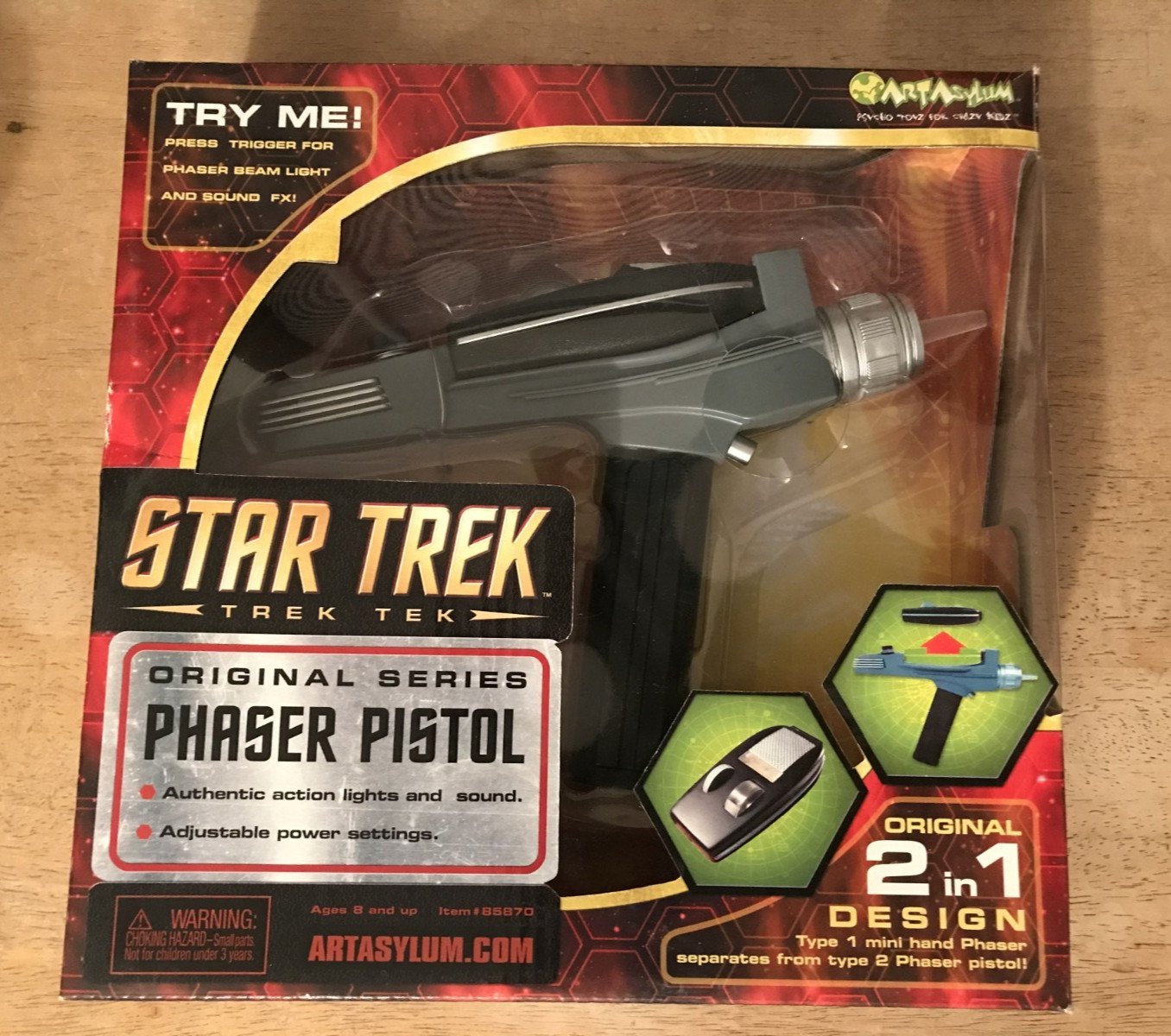 Art Asylum Star Trek TOS used phaser with original box Art Asylum Star Trek TOS used phaser with original box