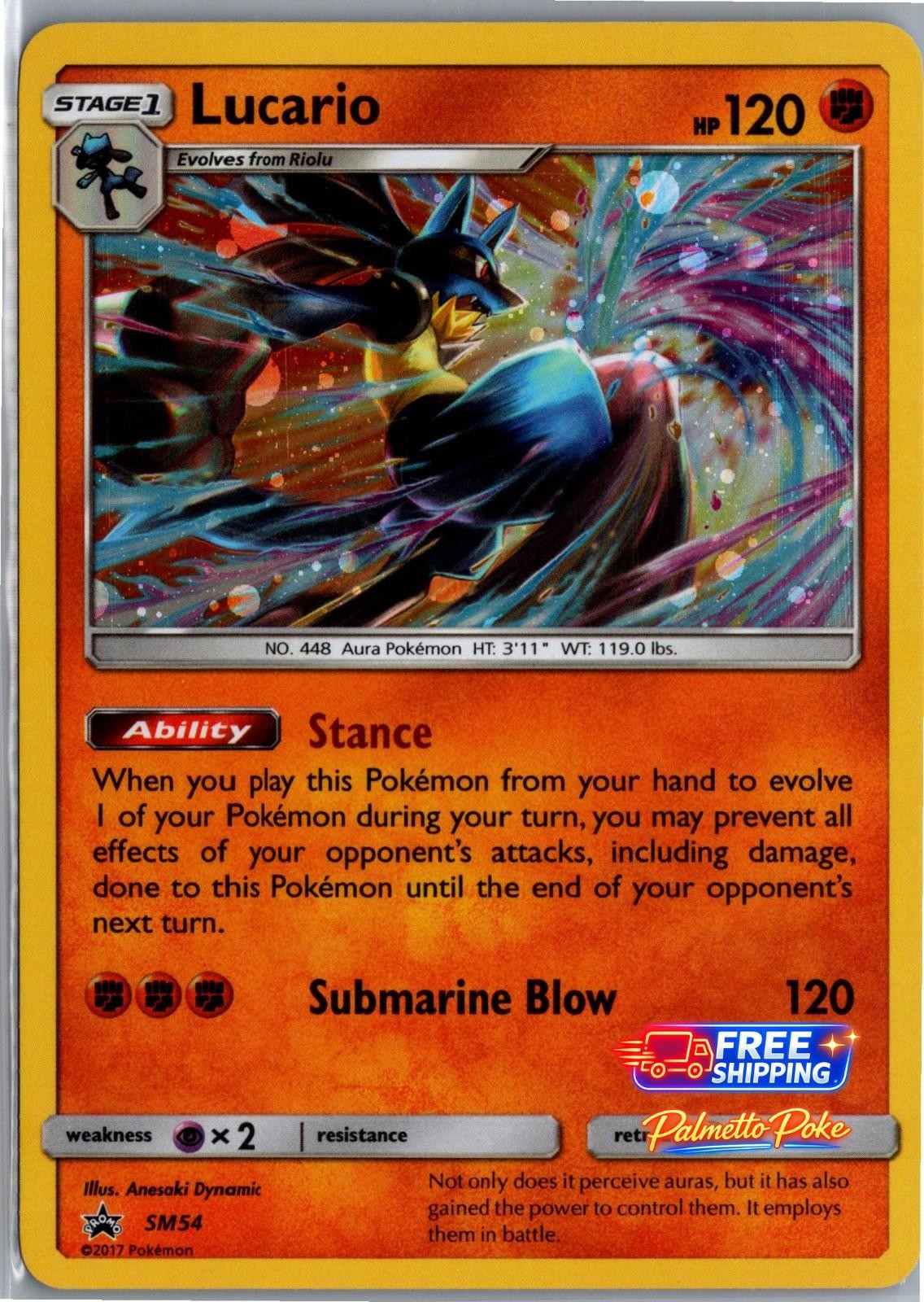 Lucario - SM54 Holo Promo Sun & Moon Promo Pokemon Near Mint Lucario - SM54 Holo Promo Sun & Moon Promo Pokemon Near Mint