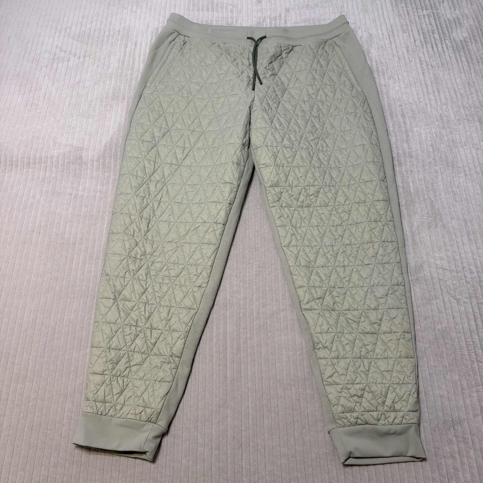 Athleta Women\'s Solstice Quilted Joggers  Sz 16 Fern Green Zip Pockets