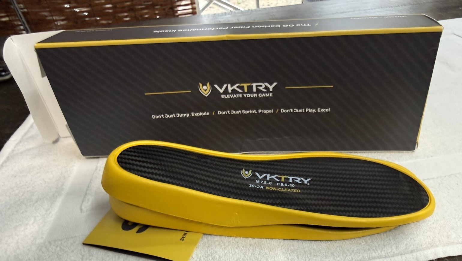 VKTRY Gold Performance Insoles Carbon Fiber Non-Cleated Size M 7.5-8 / F 9.5-10