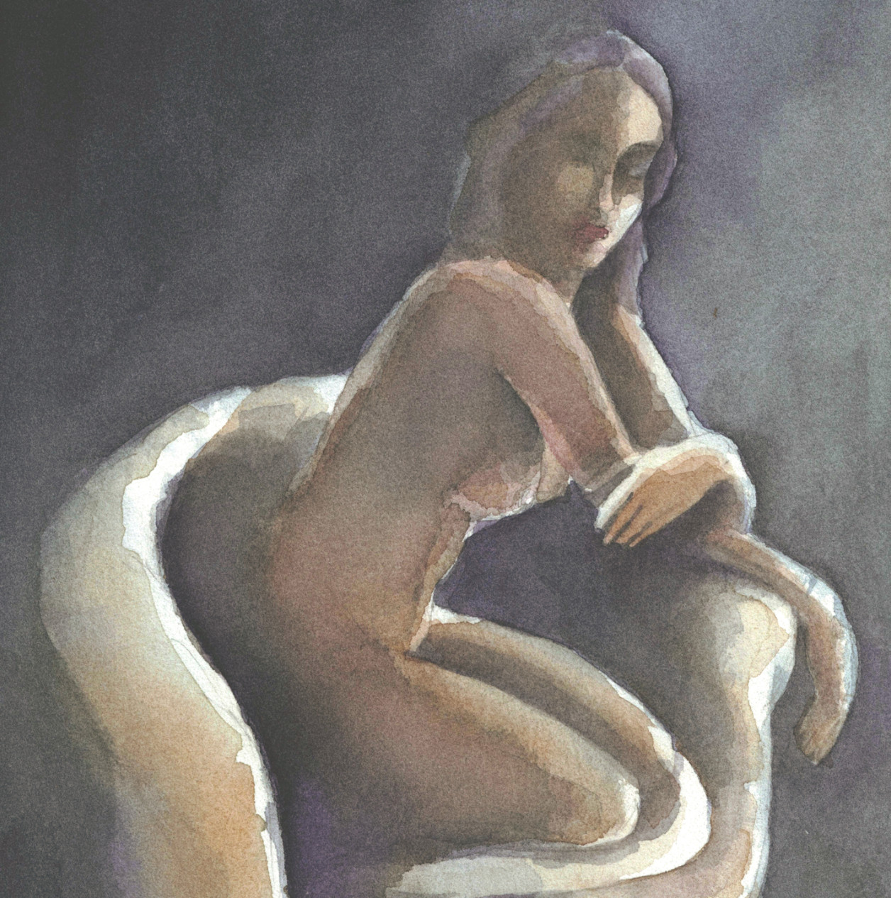 Original Figurative Watercolor Woman Portrait Signed Fine Art