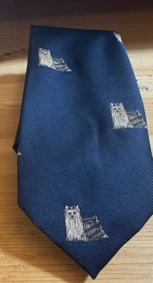 Vintage Chipp Chippmunk Navy Club Tie Embroidered Yorkie Yorkshire Terrier Vintage Chipp Chippmunk Navy Club Tie Embroidered Yorkie Yorkshire Terrier