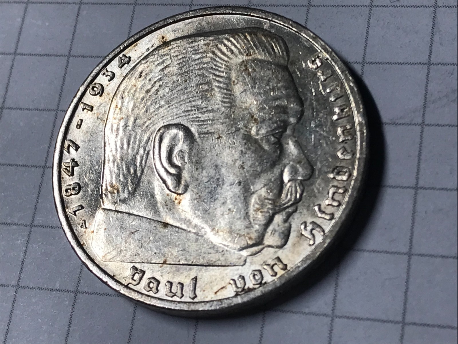 Third Reich 2 Reichsmark 1939 A  Adler holds a swastika