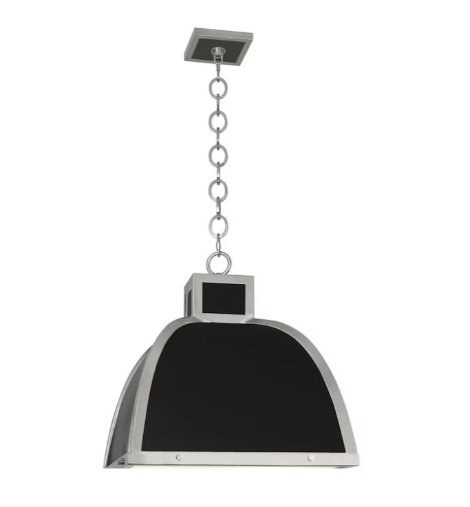 Robert Abbey Ranger 3 Light Pendant, Matte Black/Polished Nickel - 1446