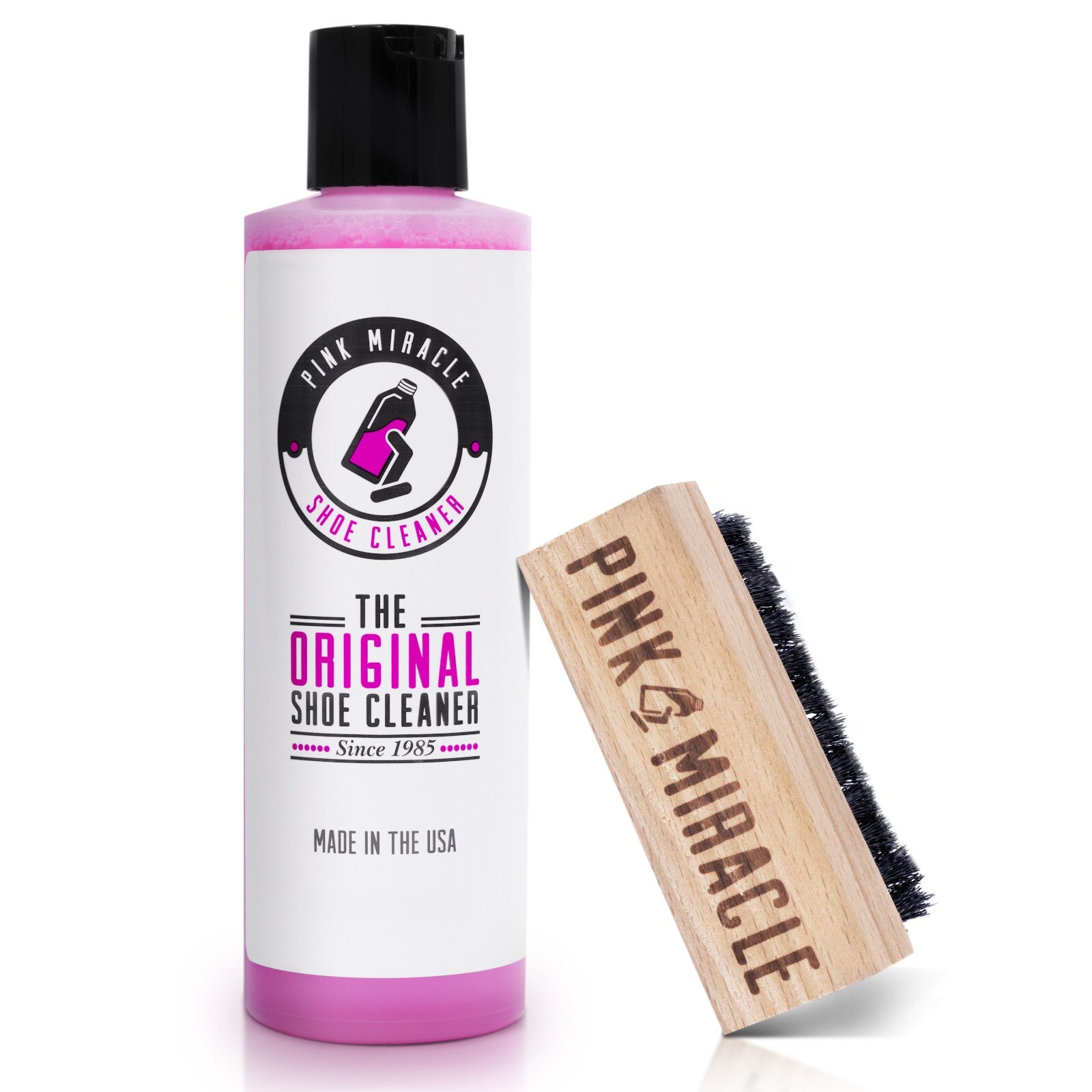 Pink Miracle Shoe Cleaner Kit w/ Brush - 8 oz. Sneaker Fabric and Sole Cleaning