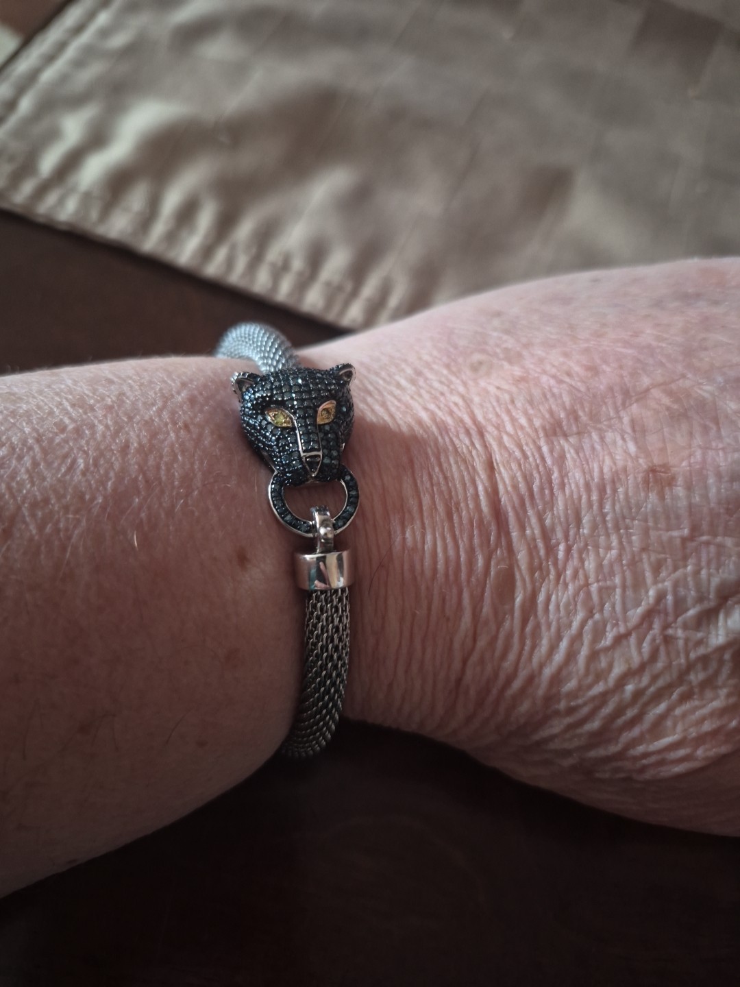 Affinity Blue & Yellow Diamond Silver Mesh Bracelet 7.5\ Affinity Blue & Yellow Diamond Silver Mesh Bracelet 7.5\