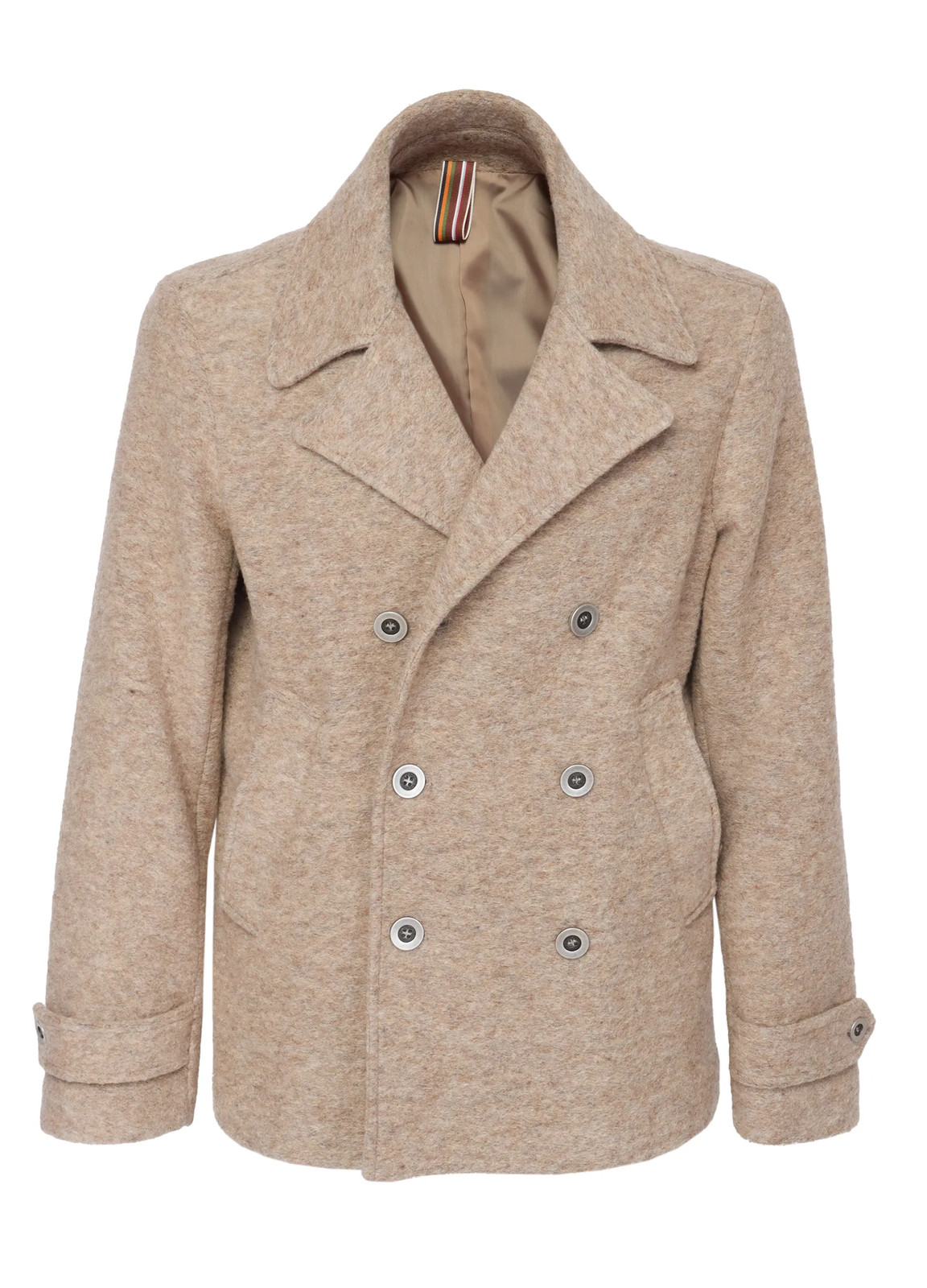 NWT EZZELINO PEACOAT double breasted brown wool alpaca luxury Italy M