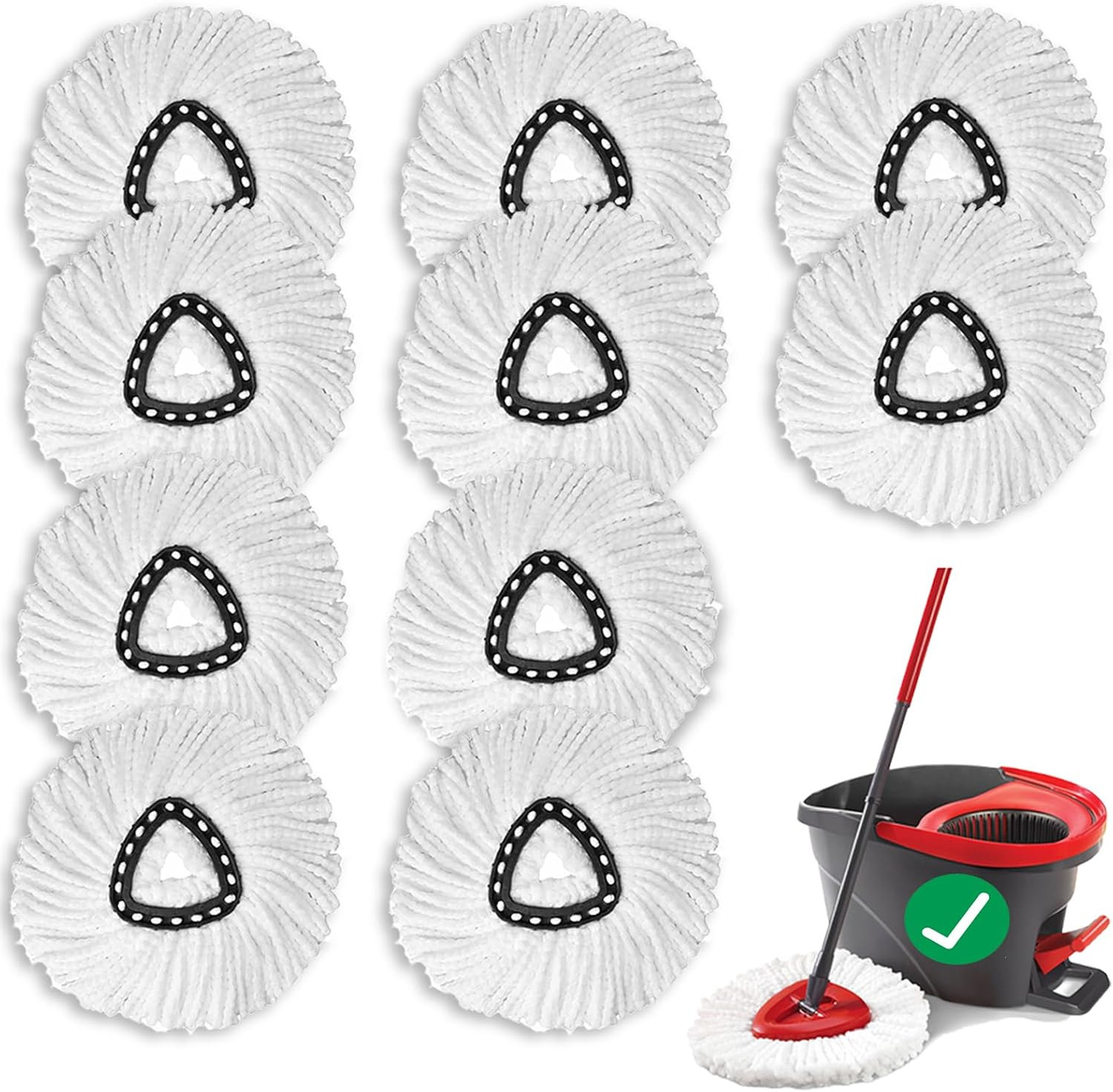 10PCS Spin Mop Replacement,100% Microfiber,Machine Washable,360° Rotation 10PCS Spin Mop Replacement,100% Microfiber,Machine Washable,360° Rotation