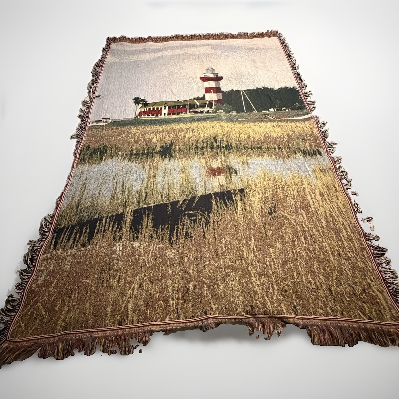 Huge Vintage Lighthouse Beach Throw/Tapestry Size 70x54