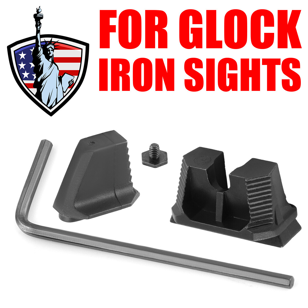 Industries Stainless Steel Co-Witness Height Front &Rear Sights for Glock USA