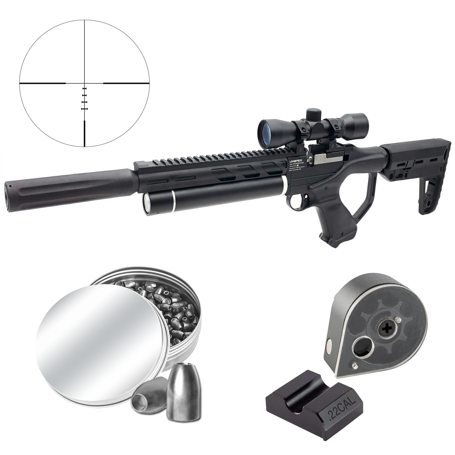Umarex Notos .22 Caliber PCP Air Rifle Carbine w/ Pellets & Scope, Display Model