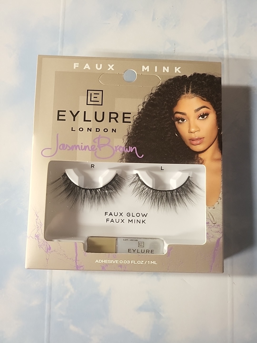  Eylure Jasmine Brown Faux Mink Faux Glow Eyelashes Reusable W/Adhesive New