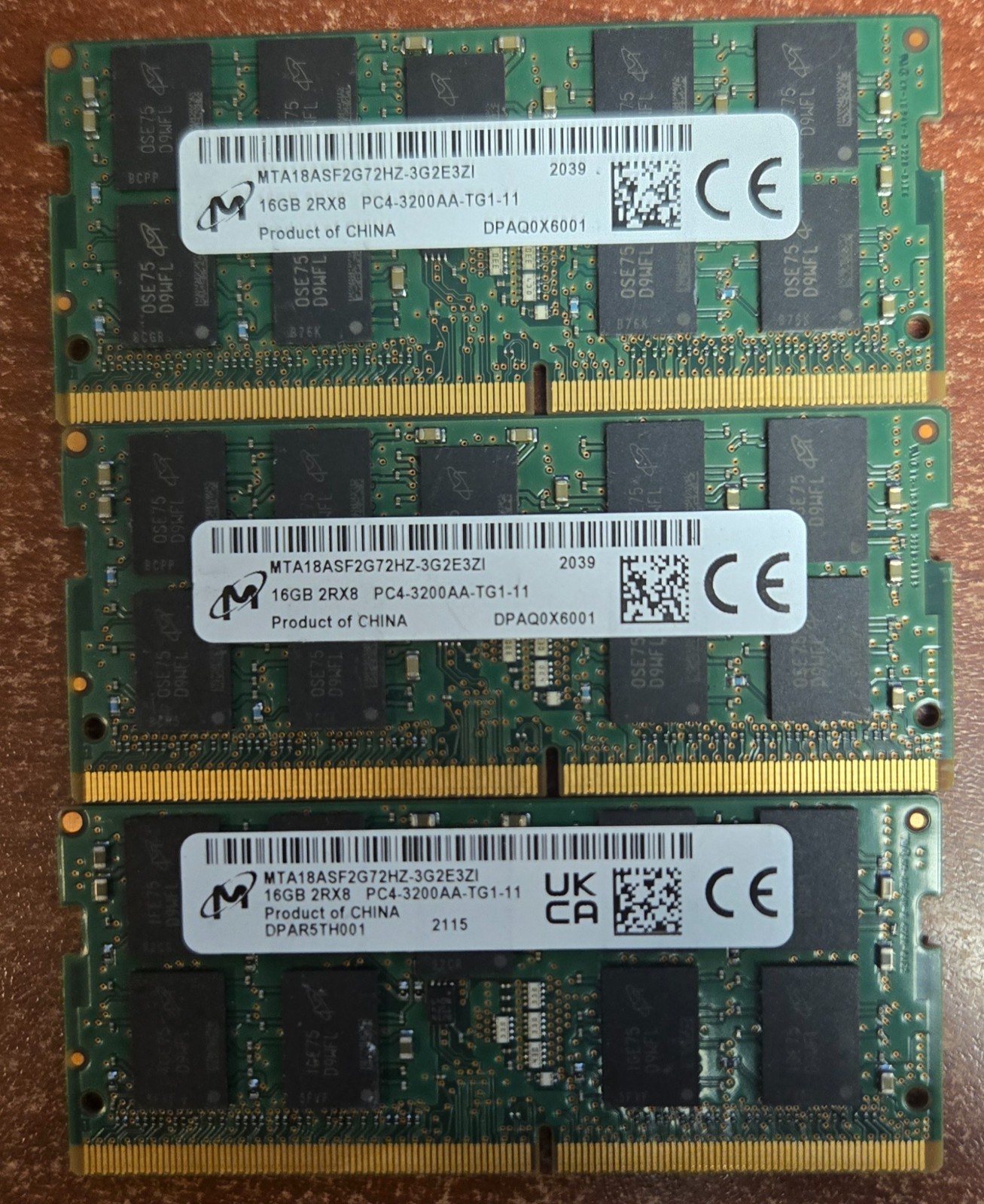 Micron 16GB 2RX8 PC4-3200AA-TG1-11 Lot of 4 Micron 16GB 2RX8 PC4-3200AA-TG1-11 Lot of 4
