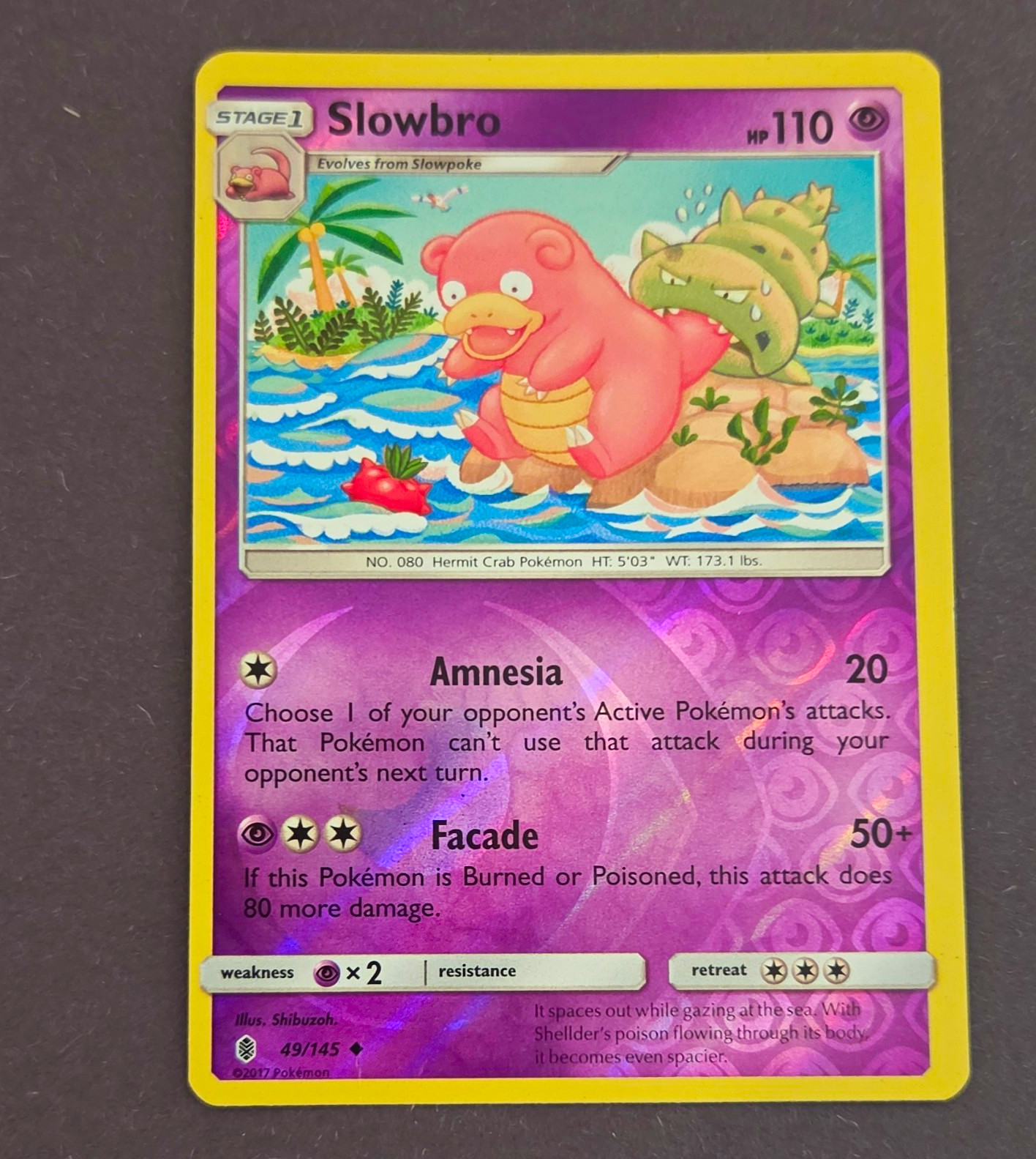 The Pokémon Company Slowbro 49/145 SM Guardians Rising Rev Holo Unc ENG 110HP The Pokémon Company Slowbro 49/145 SM Guardians Rising Rev Holo Unc ENG 110HP
