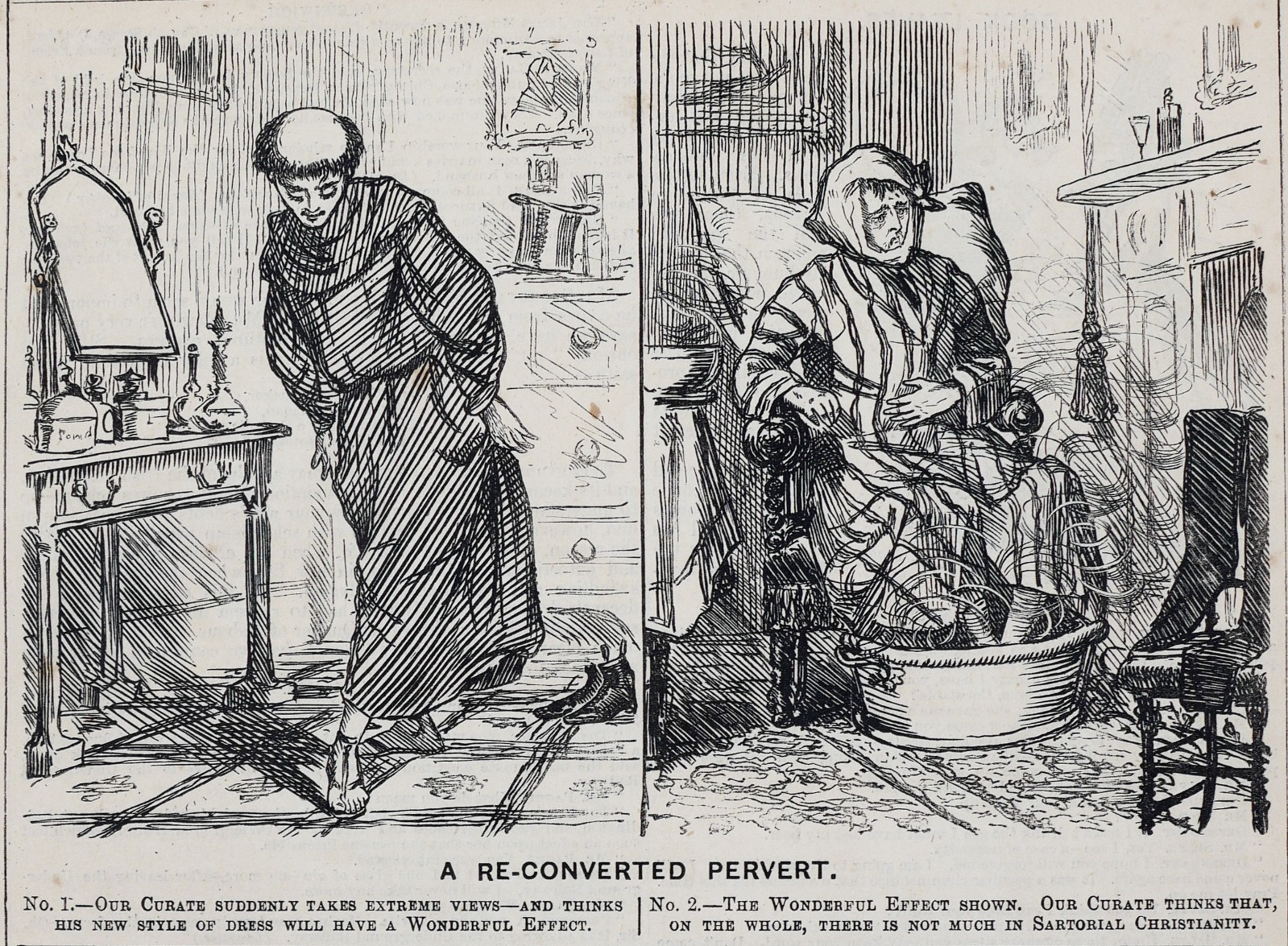 Anglo-Catholic Curate Ritualism 1865 Punch “Re-Converted Pervert” Cartoon