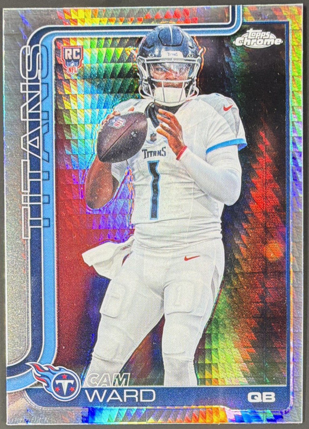 Topps 2025 Chrome Cam Ward RC Pulsar Refractor #314 Tennessee Titans