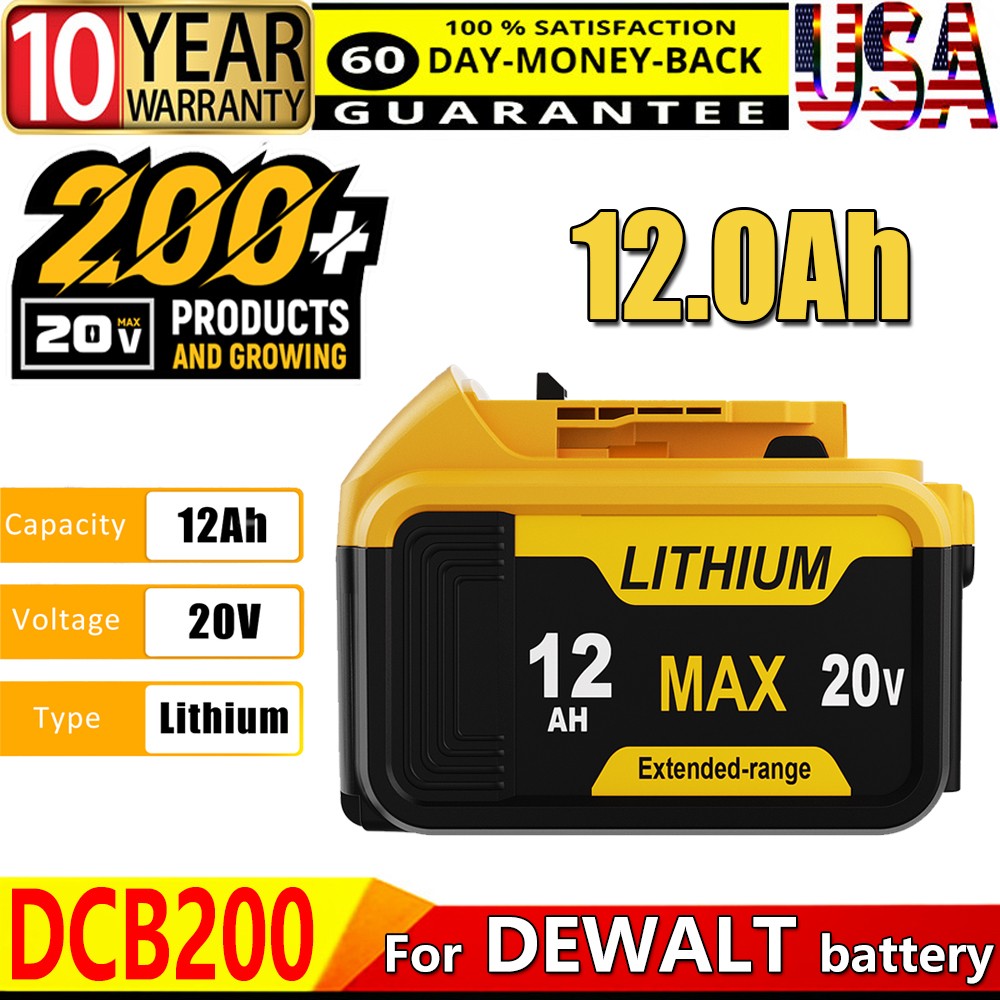 1-4X 20V For DeWalt 20Volt Max 12.0AH Lithium Ion Battery+Charger DCB204 DCB200