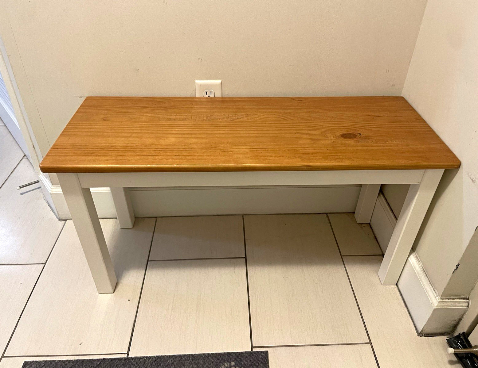 Rectangular Console Table Wood Top Brown/White Medium Tone Solid 36x13.75x18