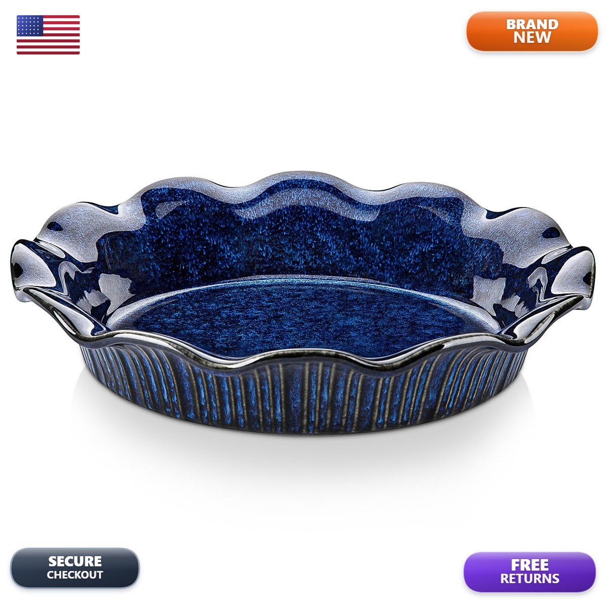 vancasso STERN Series 9 inch Ceramic Pie Pan Blue vancasso STERN Series 9 inch Ceramic Pie Pan Blue