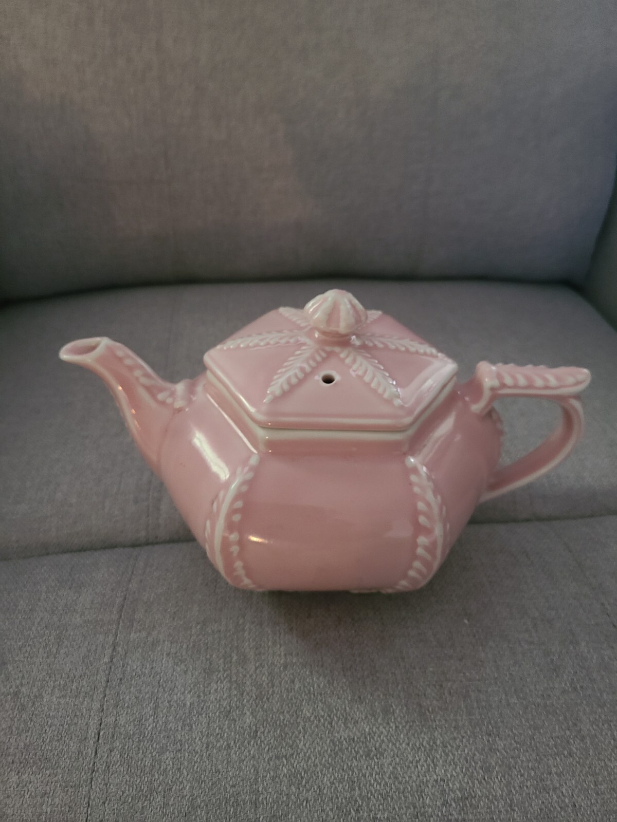 Vintage Hall Ceramic Teapot Pale Pink Leaf Starfish Perfect