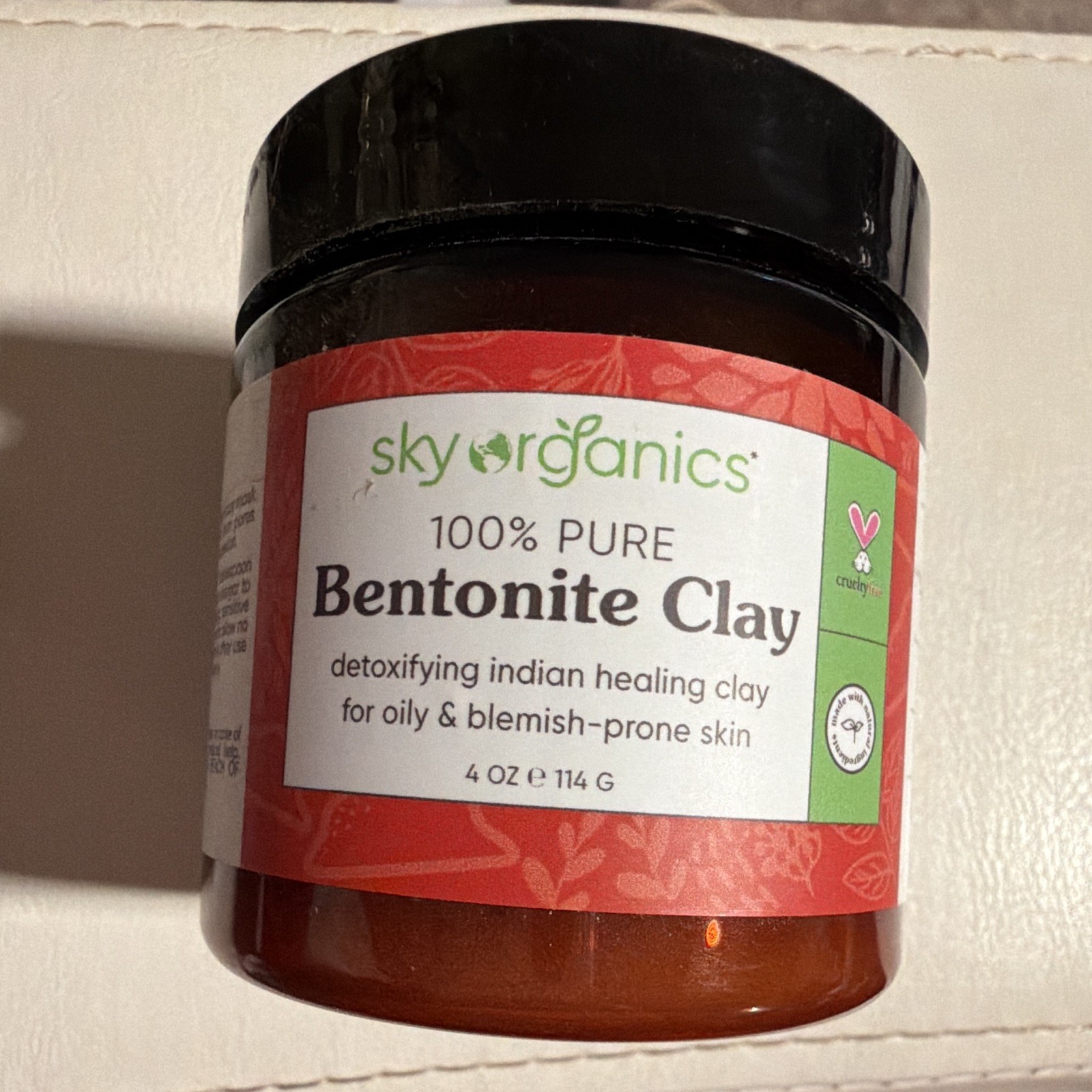 Sky Organics 100% Pure Natural Indian Healing Clay Bentonite 4oz Oily Blemish
