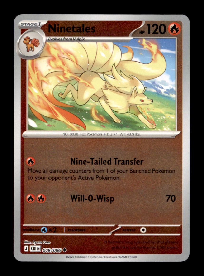 Ninetales 009/086 Uncommon Chaos Rising Pokemon Reverse Holo Near Mint Ninetales 009/086 Uncommon Chaos Rising Pokemon Reverse Holo Near Mint