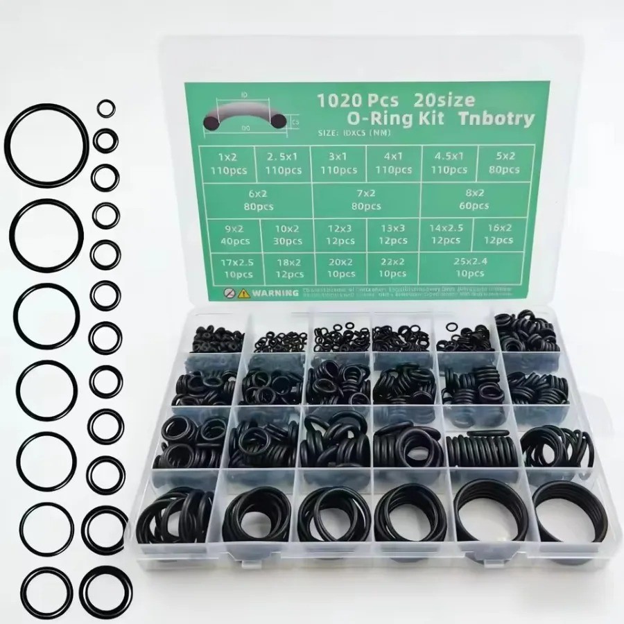 1050pcs O-Ring Kit, 21 Sizes O-Ring Assortment Kit Metric Nitrile Rubber O Rings