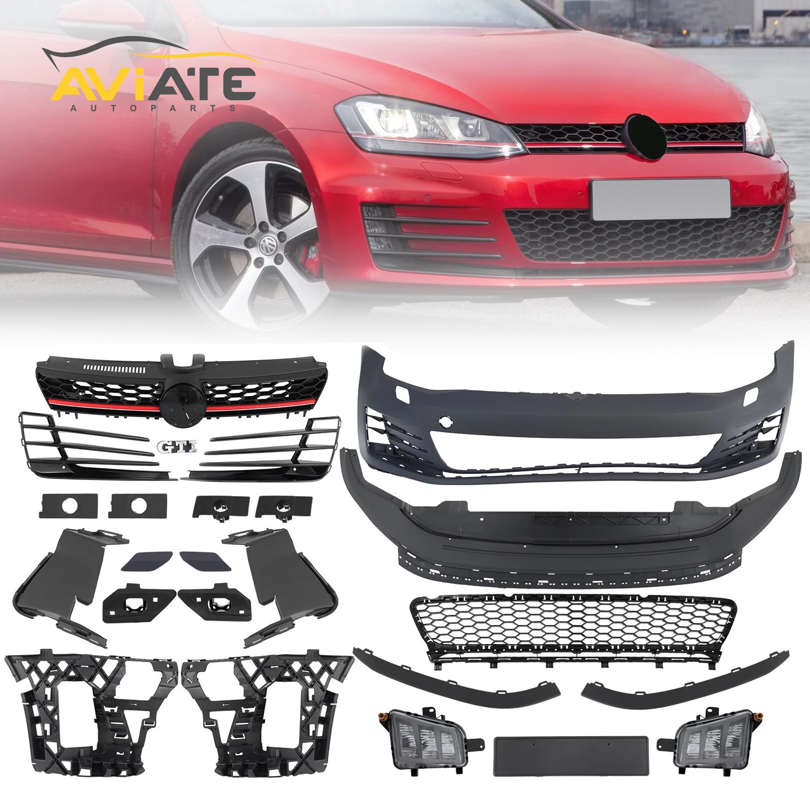 Front Bumper Cover Kits Unpainted For Volkswagen VW Golf MK7 GTI Style 2015-2017