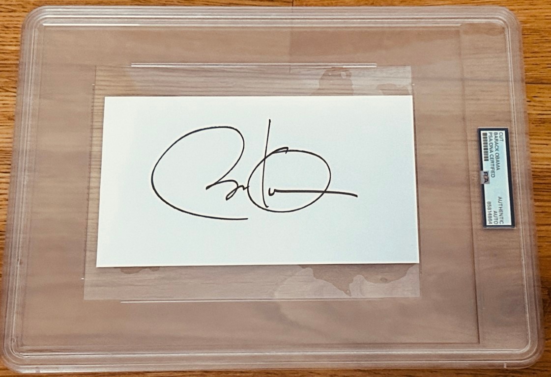 President Barack Obama signed cut signature BIG autograph PSA/DNA slab certified President Barack Obama signed cut signature BIG autograph PSA/DNA slab certified